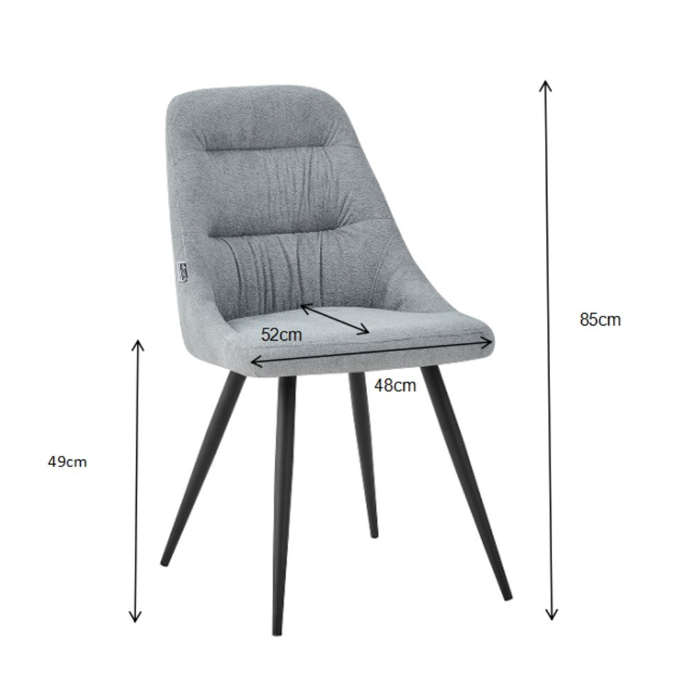 Sedia imbottita Cascade tessuto colore grigio chiaro e gambe in metallo nero