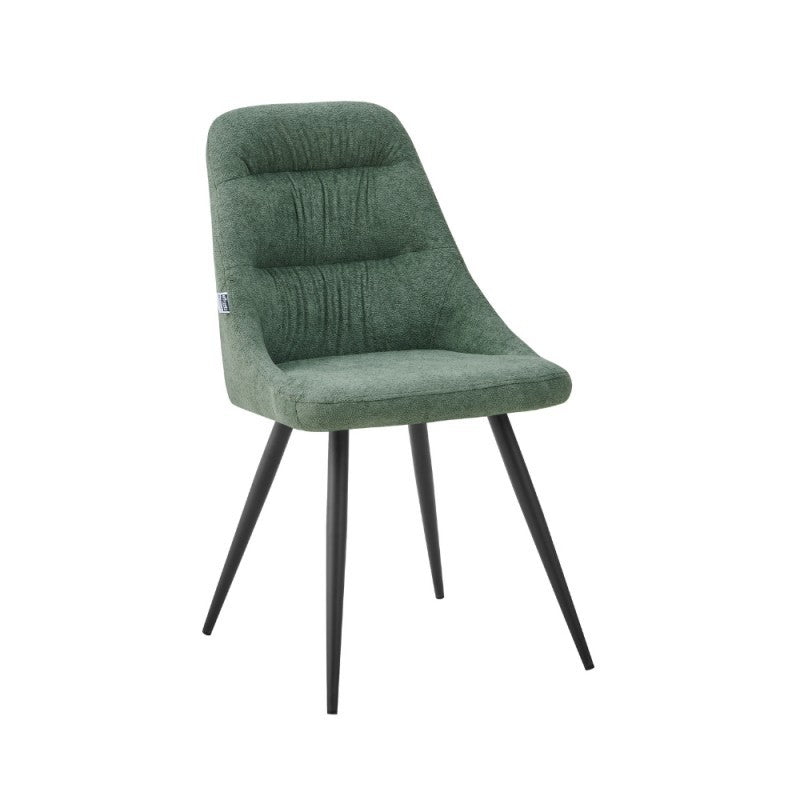 Sedia imbottita Cascade tessuto colore verde e gambe in metallo nero