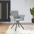Sedia con braccioli Mosaic in tessuto grigio e gambe in metallo nero