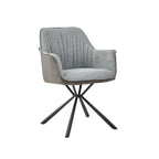 Sedia con braccioli tessuto grigio e retro ecopelle elephant Comet