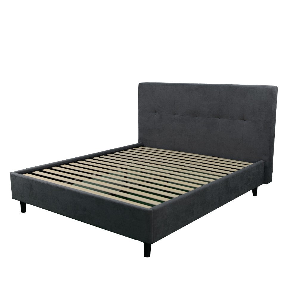 Letto matrimoniale tessuto ash grigio con rete inclusa Snello