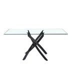 Tavolo 160×90 cm in vetro temperato con gambe incrociate nere Peyton