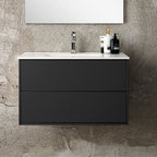 Mobile bagno sospeso colore nero opaco 80x45x48H Push