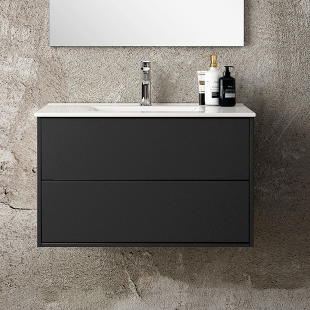 Mobile bagno sospeso colore nero opaco 80x45x48H Push