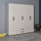 Kleiderschrank mit 6 Türen und 2 Schubladen, Eichefarben, 200x180H cm - GRD4262023