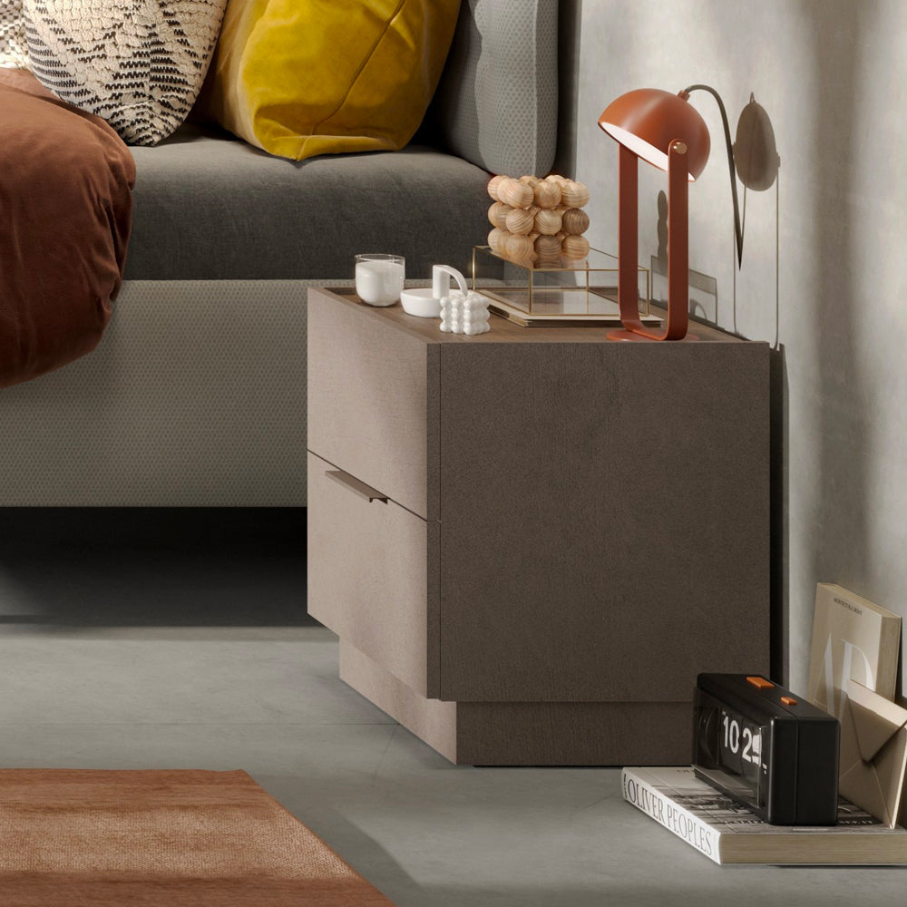 Comodino 50 cm con 2 cassetti colore bronzo - Mustella