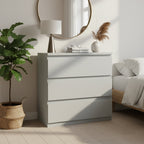 Cassettiera 3 cassetti colore grigio ghiaccio 77.2x42.2x80H Morgan