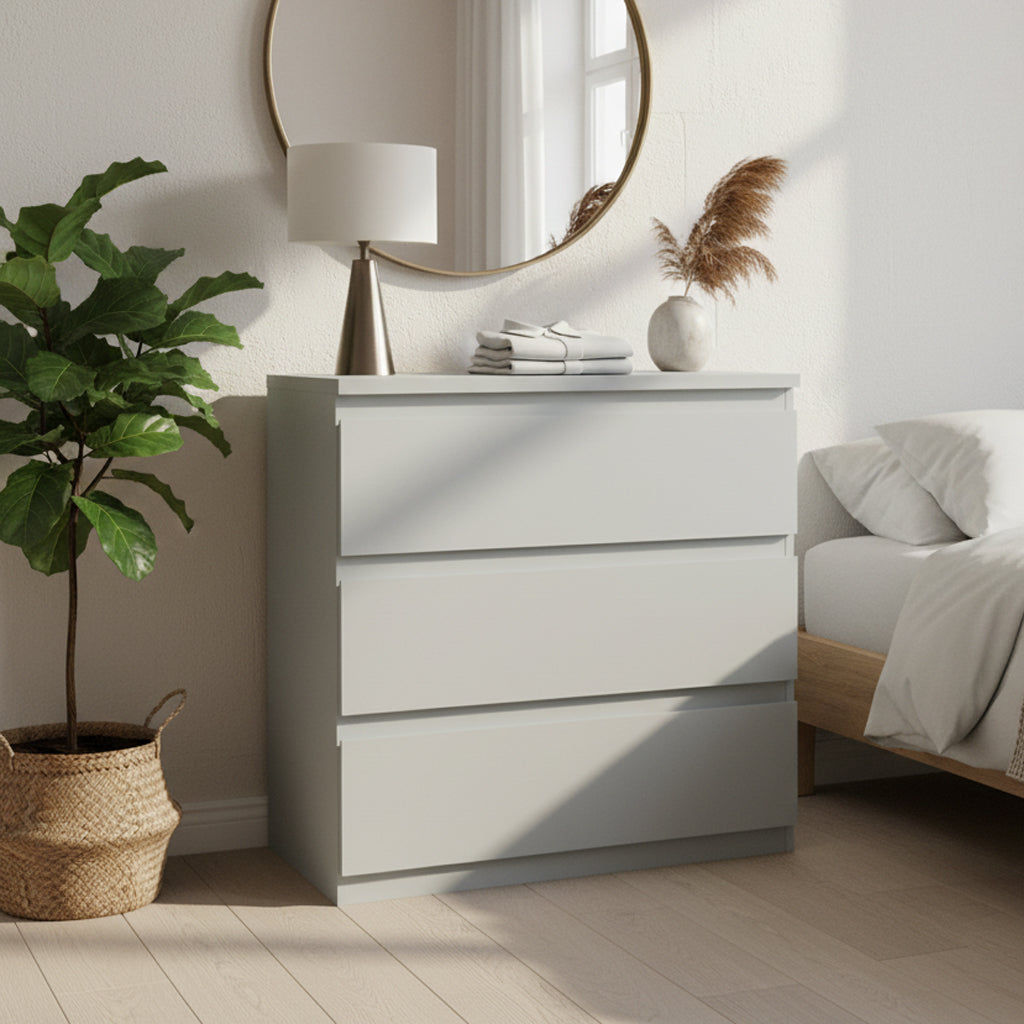 Cassettiera 3 cassetti colore grigio ghiaccio 77.2x42.2x80H Morgan