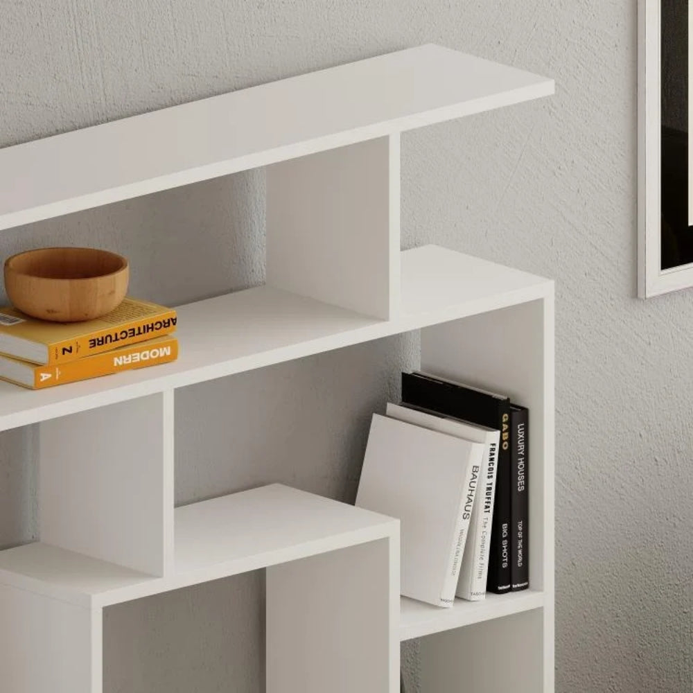 Libreria con 9 ripiani 125x22x129 colore bianco Labirent