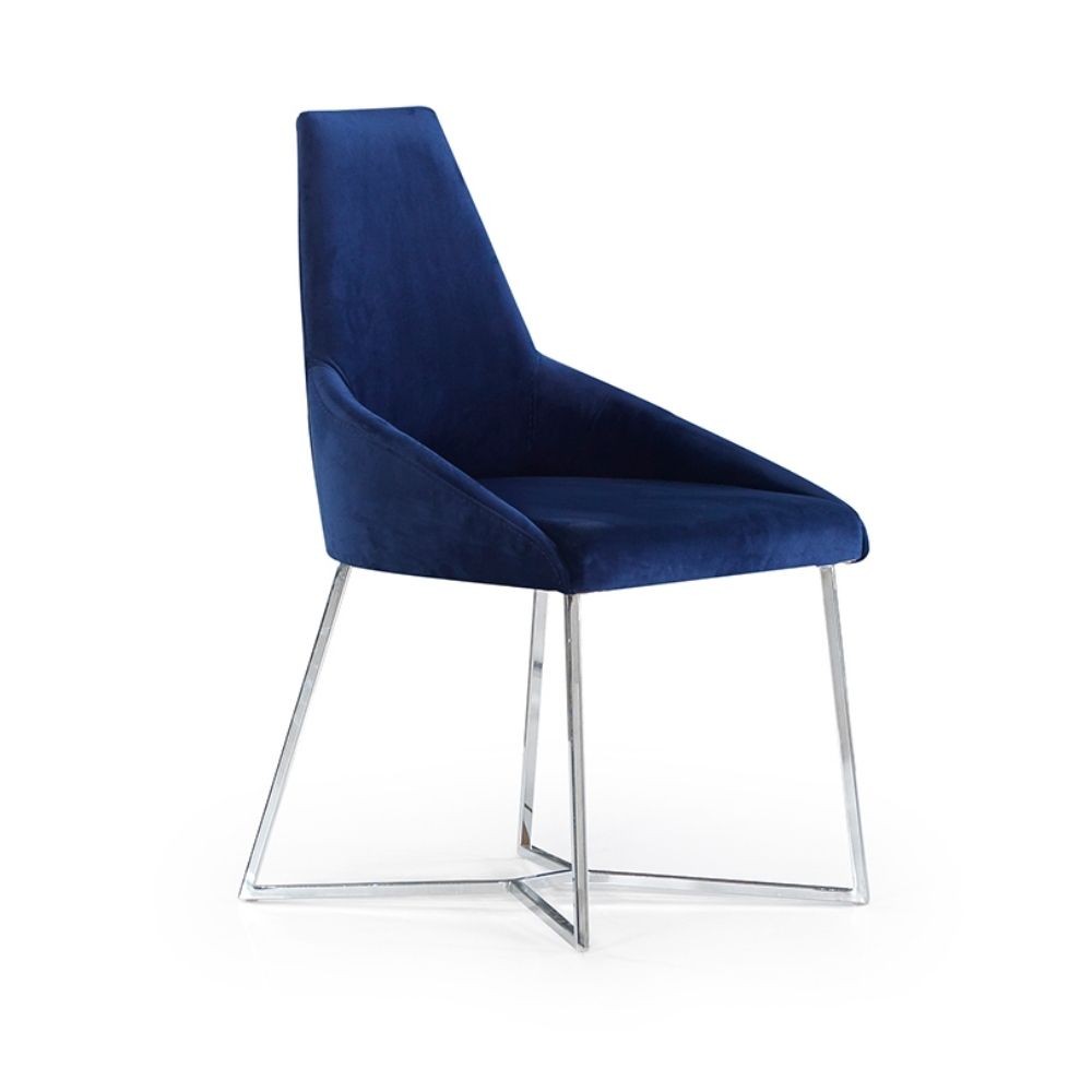 Set 2 sedie in tessuto colore blu parliament con gambe in metallo - Enzio