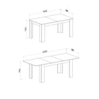 Tavolo rettangolare allungabile pino bianco e piano rovere Ulrich 160x88x75H