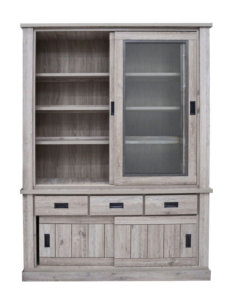 Cristalliera colore ancona oak 3 cassetti e 4 ante scorrevoli Anthony67120 150x39,6x204H