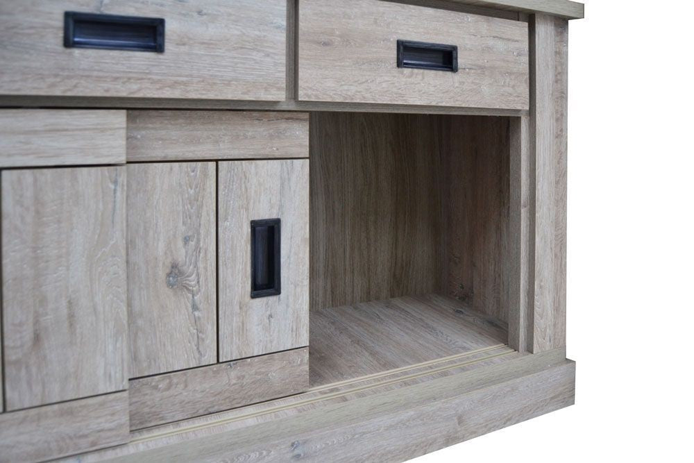 Cristalliera colore ancona oak 3 cassetti e 4 ante scorrevoli Anthony67120 150x39,6x204H