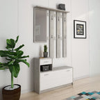 Mobile ingresso con scarpiera Rudolf colore cemento e bianco