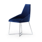 Lot de 2 chaises en tissu bleu parlement avec pieds en métal - Enzio