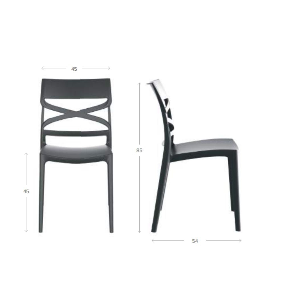 Sedia polipropilene colore grigio metal schienale incrocio Flow