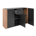 Madia 3 ante e 1 cassetto colore antracite con laterali in rovere artisan Cento01B