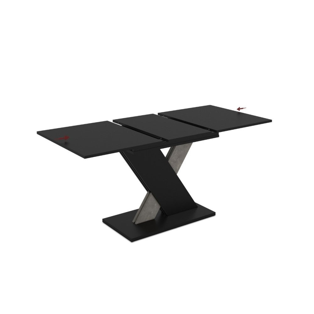 Tavolo allungabile colore nero con dettaglio cemento 120x75 cm - Axi