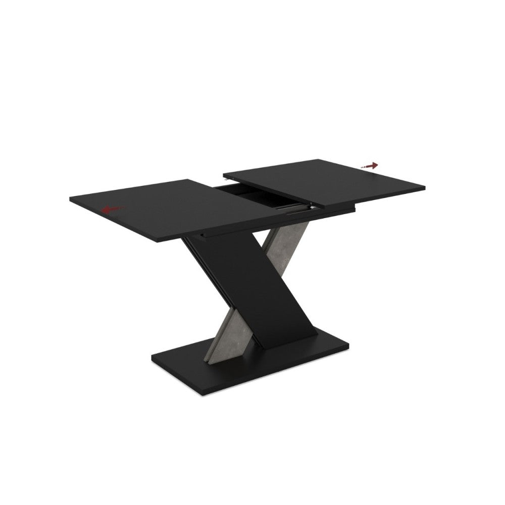 Tavolo allungabile colore nero con dettaglio cemento 120x75 cm - Axi