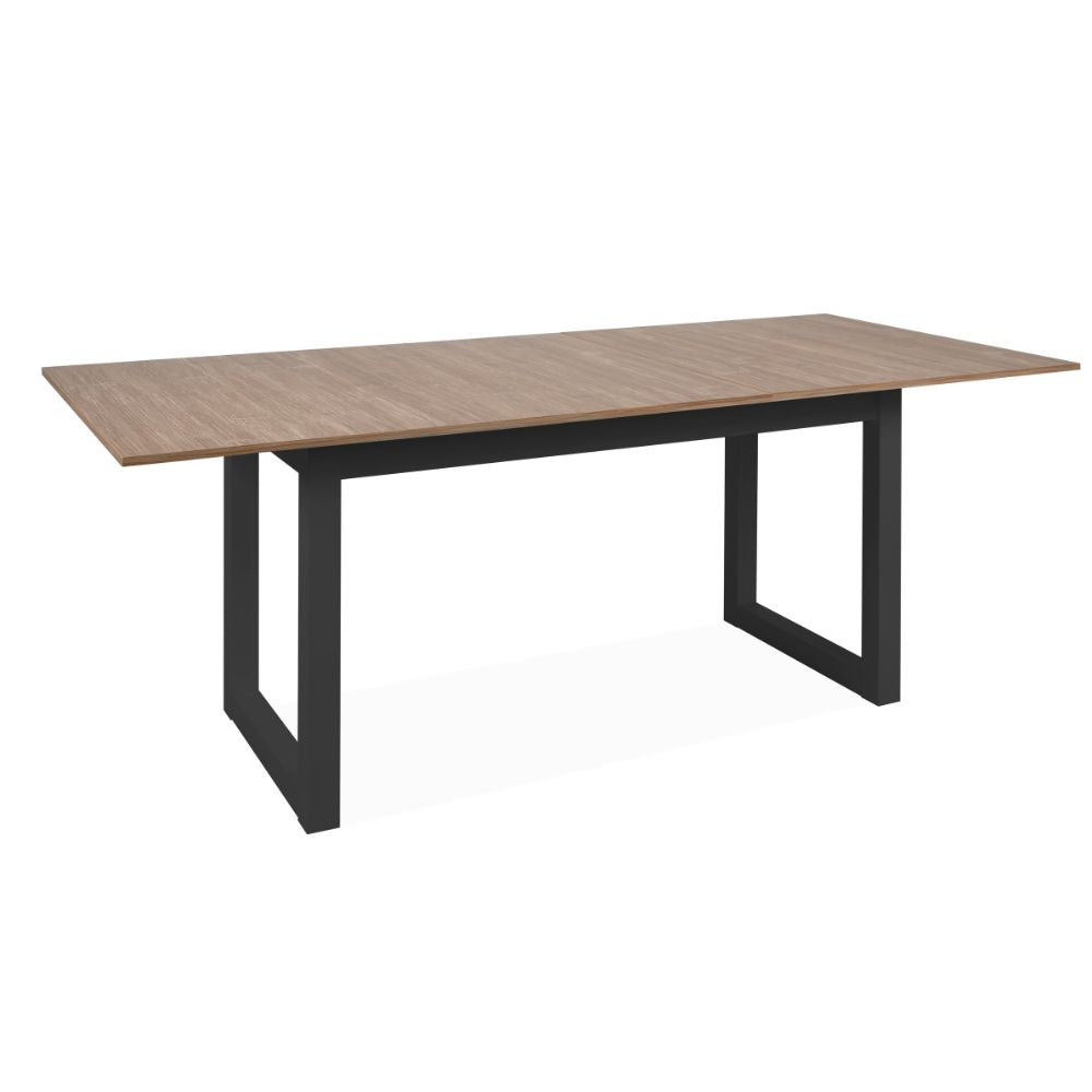 Ausziehbarer Tisch 160x90 cm mit Holzplatte und anthrazitfarbenen Beinen - Austin