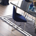 Lot de 2 chaises en tissu bleu parlement avec pieds en métal - Enzio