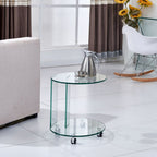 Tavolino ovale da salotto in vetro temperato con ruote Salice 54x45x53H