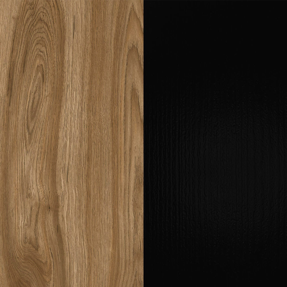 Comodino sospeso con cassetto 40 cm nero e rovere oud con maniglia reversibile Eco