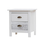Comodino in legno massiccio colore bianco e grigio 46x35x49,5H cm - Romantica