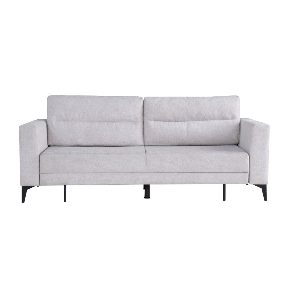 Divano con carrello estraibile e schienale ribaltabile 3 posti grigio chiaro - Derry