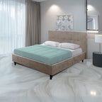 Letto matrimoniale con rete inclusa in tessuto colore tortora Snello
