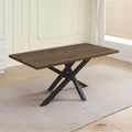 Fester Tisch mit Platte aus antikem Eichenholz und schwarzen Metallbeinen 180x90x76H Ronan