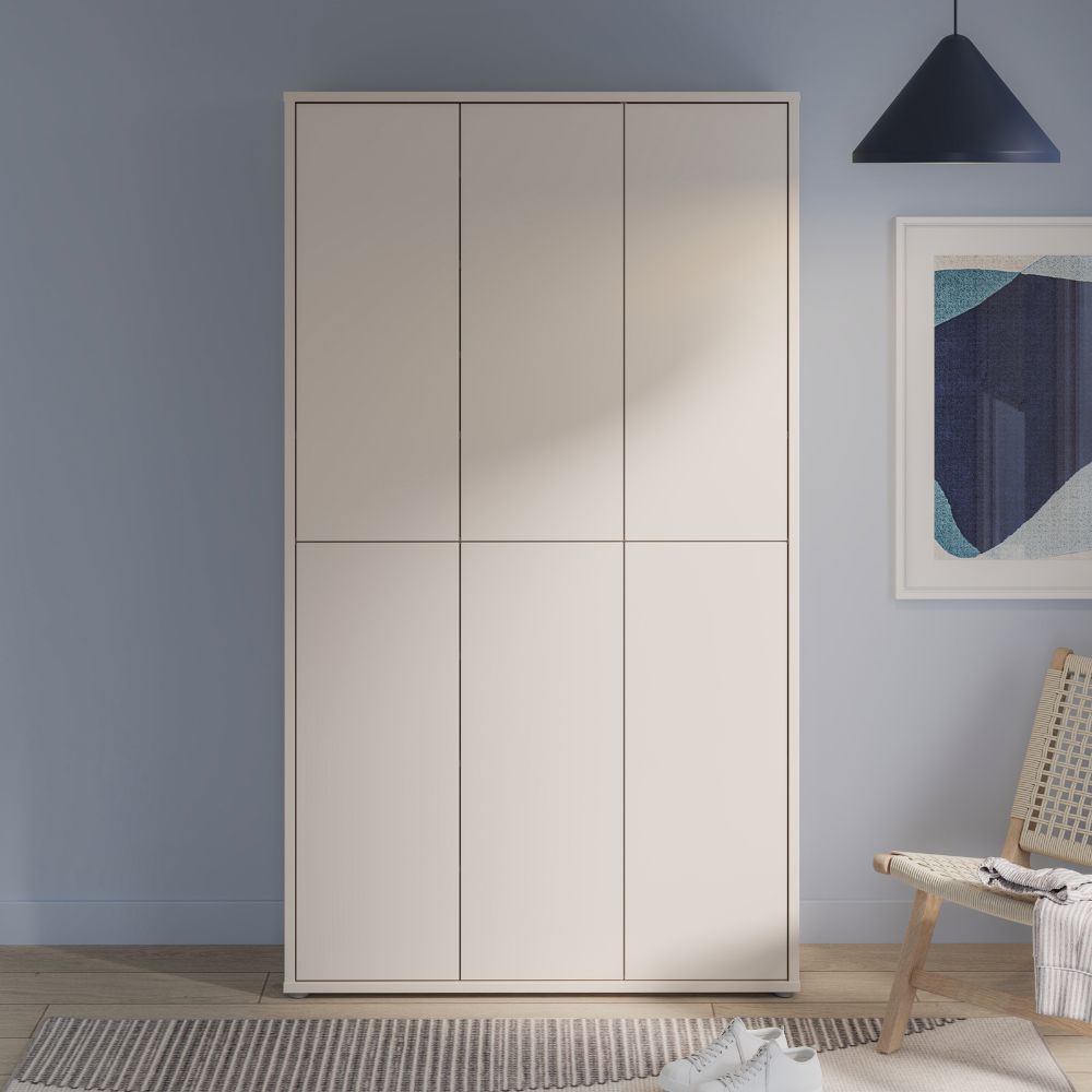 Armoire polyvalente 6 portes 109x35x192 couleur cachemire Medea
