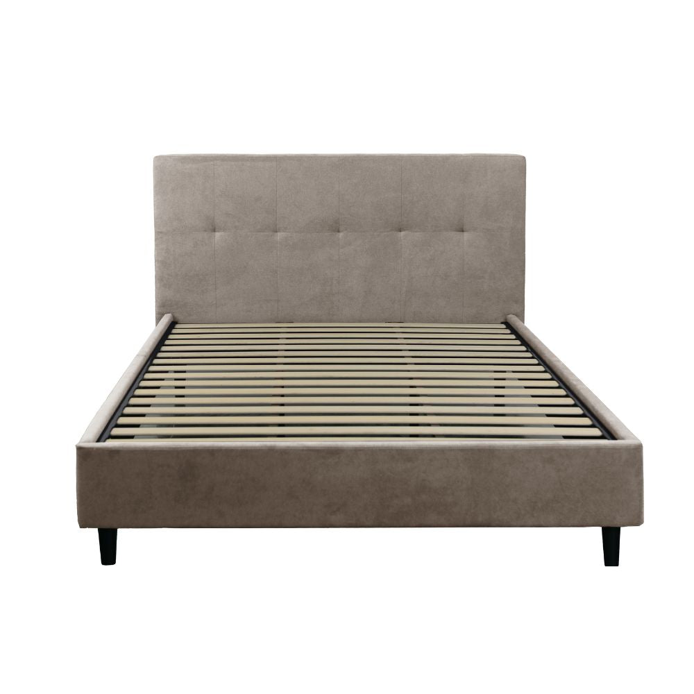 Letto matrimoniale con rete inclusa in tessuto colore tortora Snello