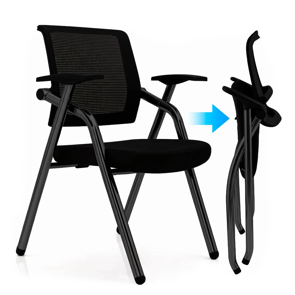 Sedia ufficio con schienale in rete e gambe in metallo nero Fabula