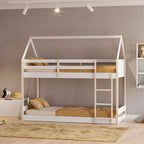 Letto a castello a forma di casetta in legno colore bianco - Monteido