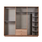 Chambre Nature coloris chêne miel effet cannage et armoire miroir