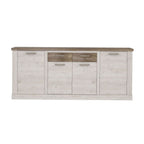 Madia 4 ante e 2 cassetti 213 cm pino bianco con top rovere antico Flux