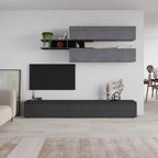 Parete attrezzata cemento e antracite 250x40x206H