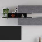 Parete attrezzata cemento e antracite 250x40x206H