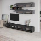 Parete attrezzata cemento e antracite 250x40x206H