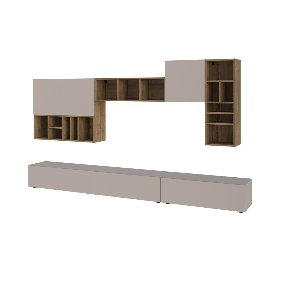 Parete attrezzata tortora noce Big 300x32.5x192H