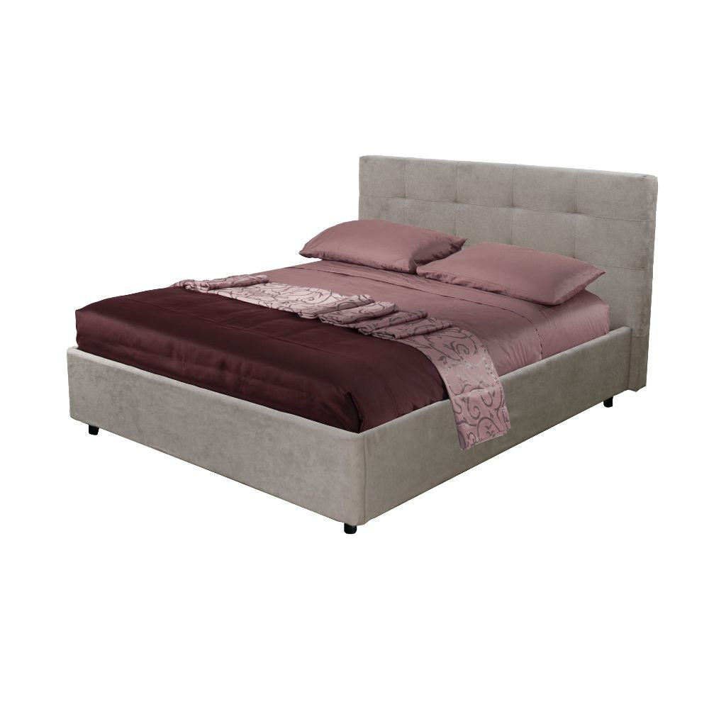 Letto Matrimoniale contenitore Ascoli 182x210x110H tessuto Enjoy tortora
