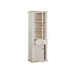 PNTV711-Q214 VITRINE IN WEISS UND EICHE MIT 2 TÜREN UND EINER SCHUBLADE