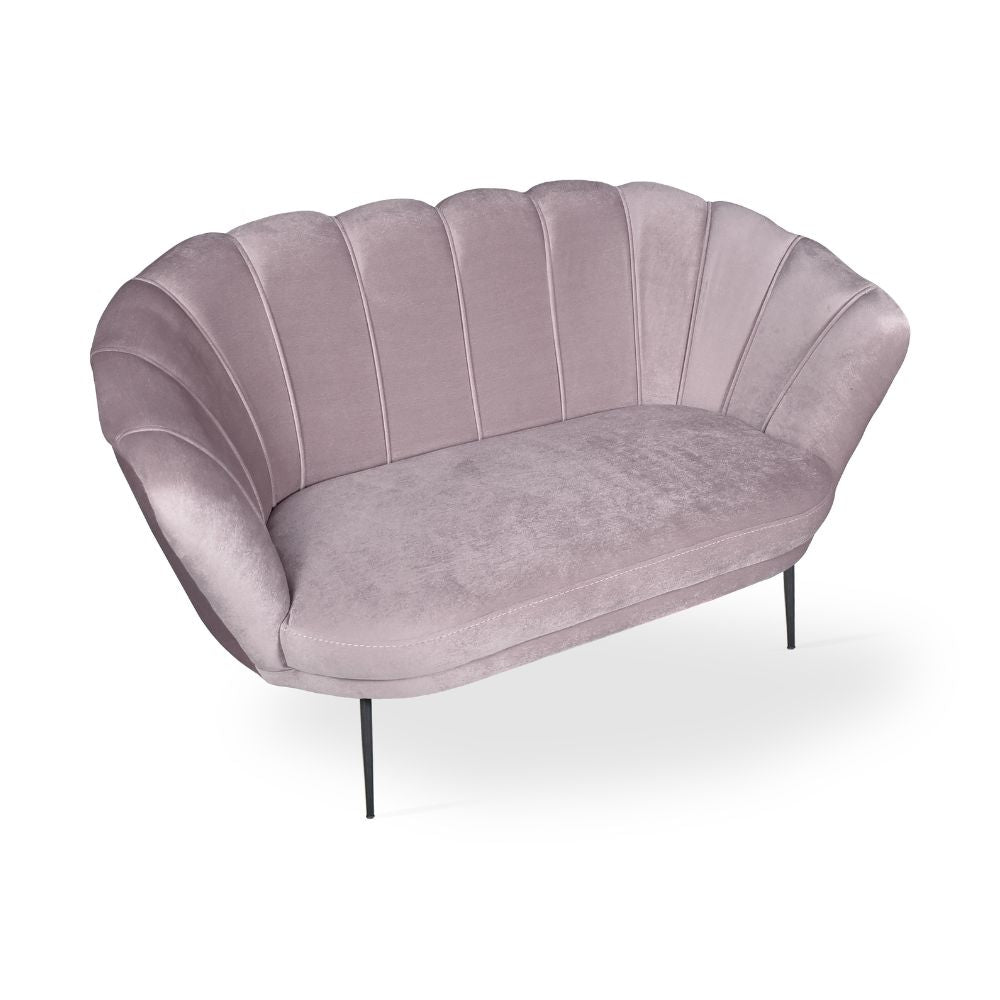 Muschelsofa Zweisitzer Samt Glyzinie goldene Beine 135x75H cm - Orel