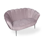 Muschelsofa Zweisitzer Samt Glyzinie goldene Beine 135x75H cm - Orel