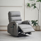 Poltrona relax manuale con 8 punti di massaggio Futura nabuk grigio chiaro