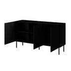 Madia 3 ante con frontali cannettati colore nero opaco 153.5x49x87.4H