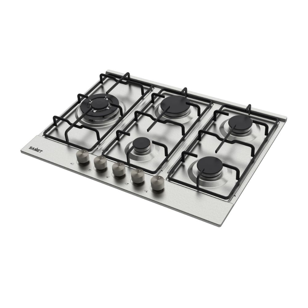 Piano cottura a gas in acciaio inox 5 fuochi 70 cm - Ercole 2.0