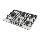 Piano cottura a gas in acciaio inox 5 fuochi 70 cm - Ercole 2.0