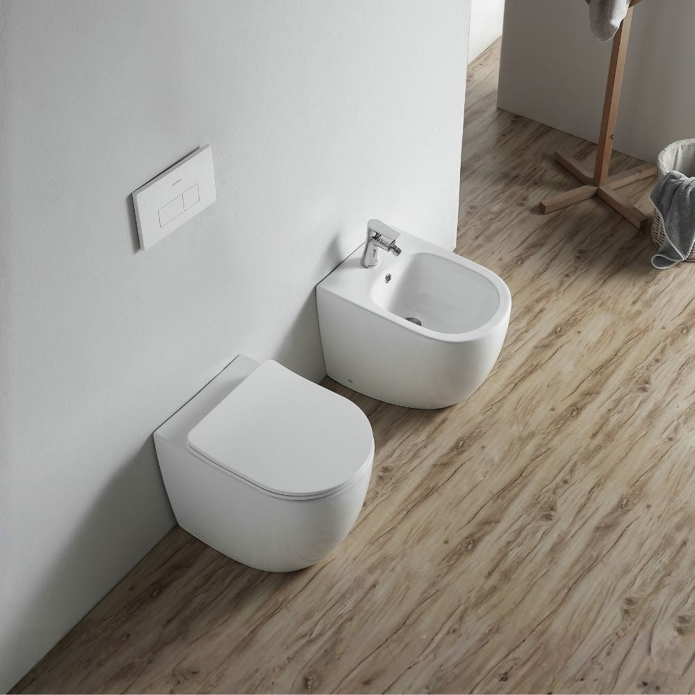 WC à poser au sol en céramique, blanc brillant, FT53A